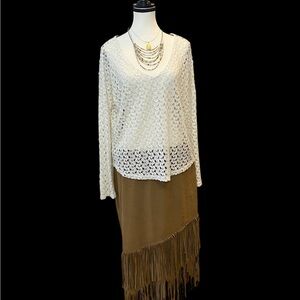 Vintage Havana White boho lace sweater top EUC size M